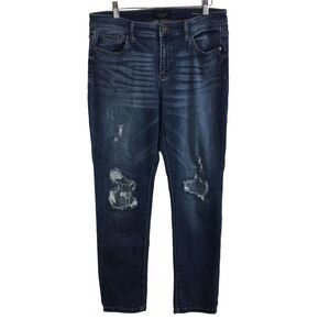 Judy Blue Womens Boyfriend Fit Distressed Dark Wash Denim Jeans Blue Size 11/30